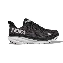Hoka Women's Clifton 9 Running Shoe - Black/White - Wide (D)