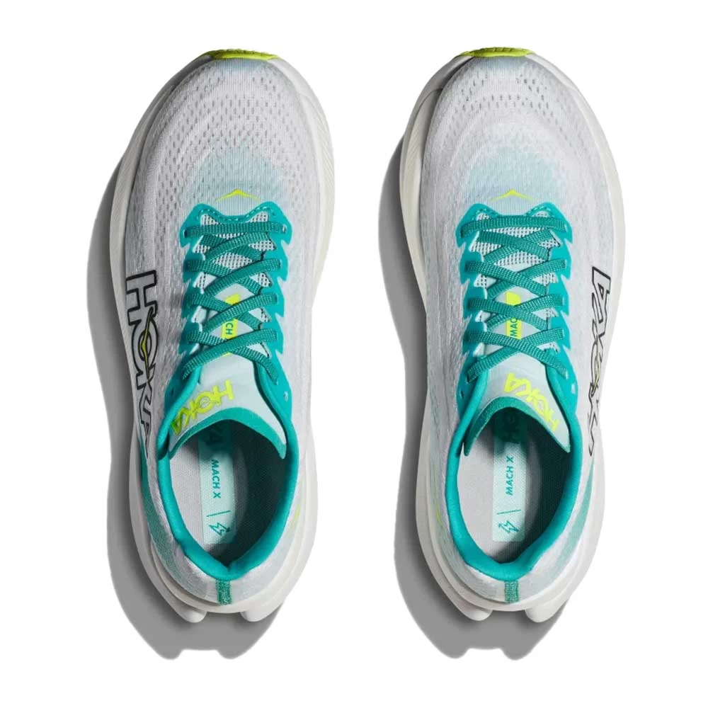 Hoka Men's Mach X Running Shoe - White/Blue Glass - Regular (D) 4 Hoka Men's Mach X Running Shoe - White/Blue Glass - Regular (D) - Image 4