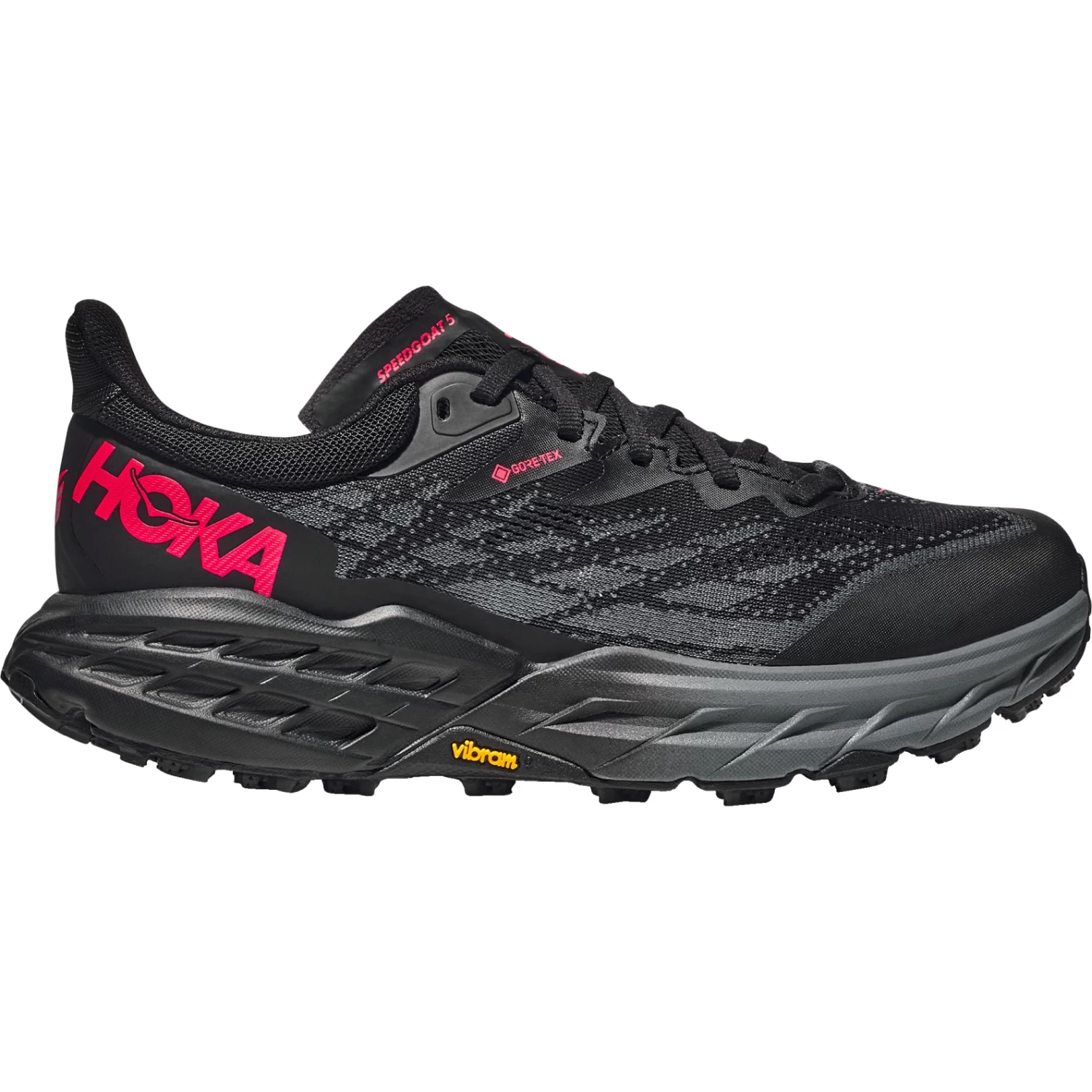 Hoka Speedgoat 5 GTX Women's Running Shoes - Black / Black 2 Hoka Speedgoat 5 GTX Women's Running Shoes - Black / Black - Image 2