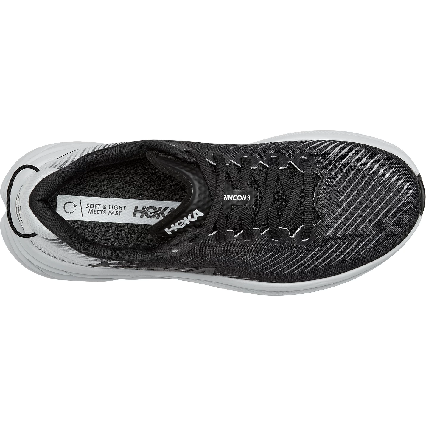 Hoka Rincon 3 Wide Running Shoes - Black / White 4 Hoka Rincon 3 Wide Running Shoes - Black / White - Image 4
